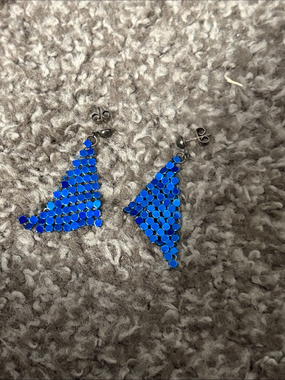 Vibrant Blue Triangle Dangle Earrings - Unbranded